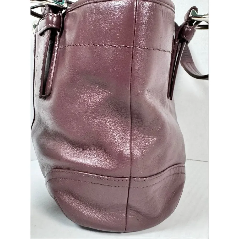 Coach Soho Plum Purple Leather Buckle Tote Shoulder Bag E3S-9544